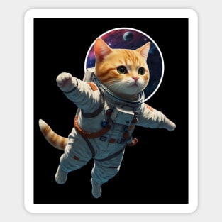 Astronaut cat floating outer space Sticker